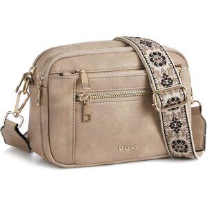 Telena Women light Brown Vegan Leather Shoulder Handbags With Adjustable Strap